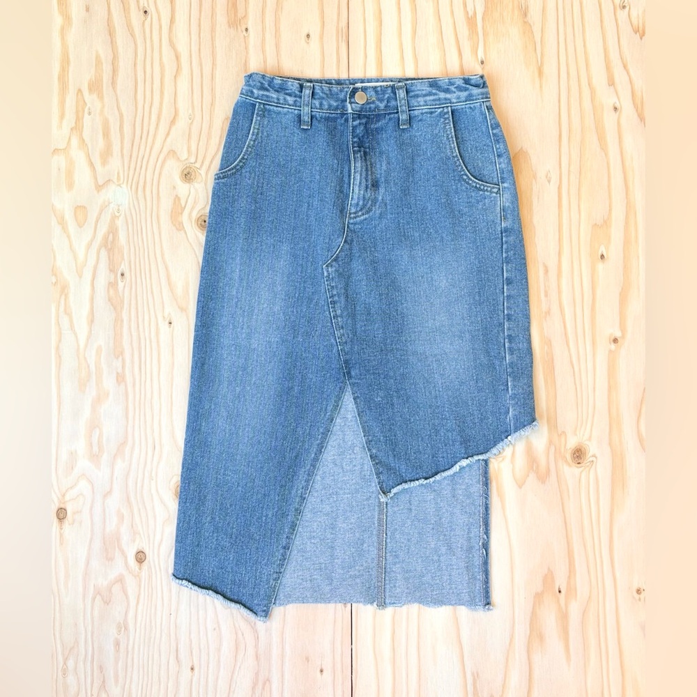 kfashion denim midi asymmetrical skirt korean brand avenue seoul - S like new